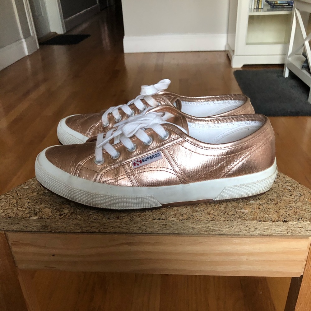 Superga Metallic Rose Gold Low-Top Sneakers 38